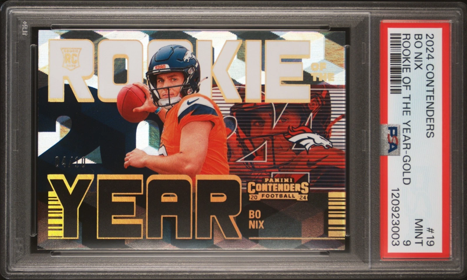 Bo Nix Panini Contenders Rookie of the Year Contenders #19 Gold