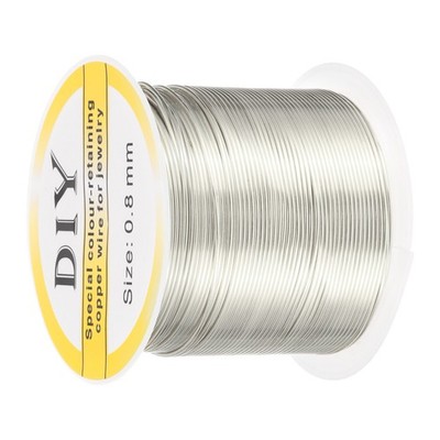 0.8mm Craft Wire Beading Copper Wire for Jewelry Make Supply(Silver)-72 ft