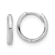 14k White Gold 10mm Hinged Hoop Earrings