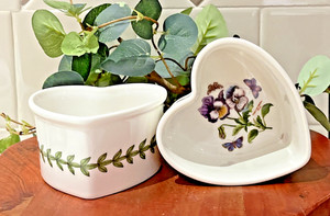 Portmeirion Botanic Garden Heart Shaped Ramekins Pansy” Set of 2 Cooking Ramekin