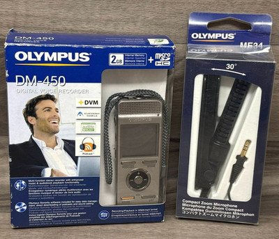 Olympus DM-450 2GB Digital Voice Recorder USB mit ME34 Mikrofon verpackt sehr guter Zustand