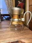 Vintage WILBUR CURTIS Pyrex Glass Pour Over Coffee Pot w/Metal Strainer
