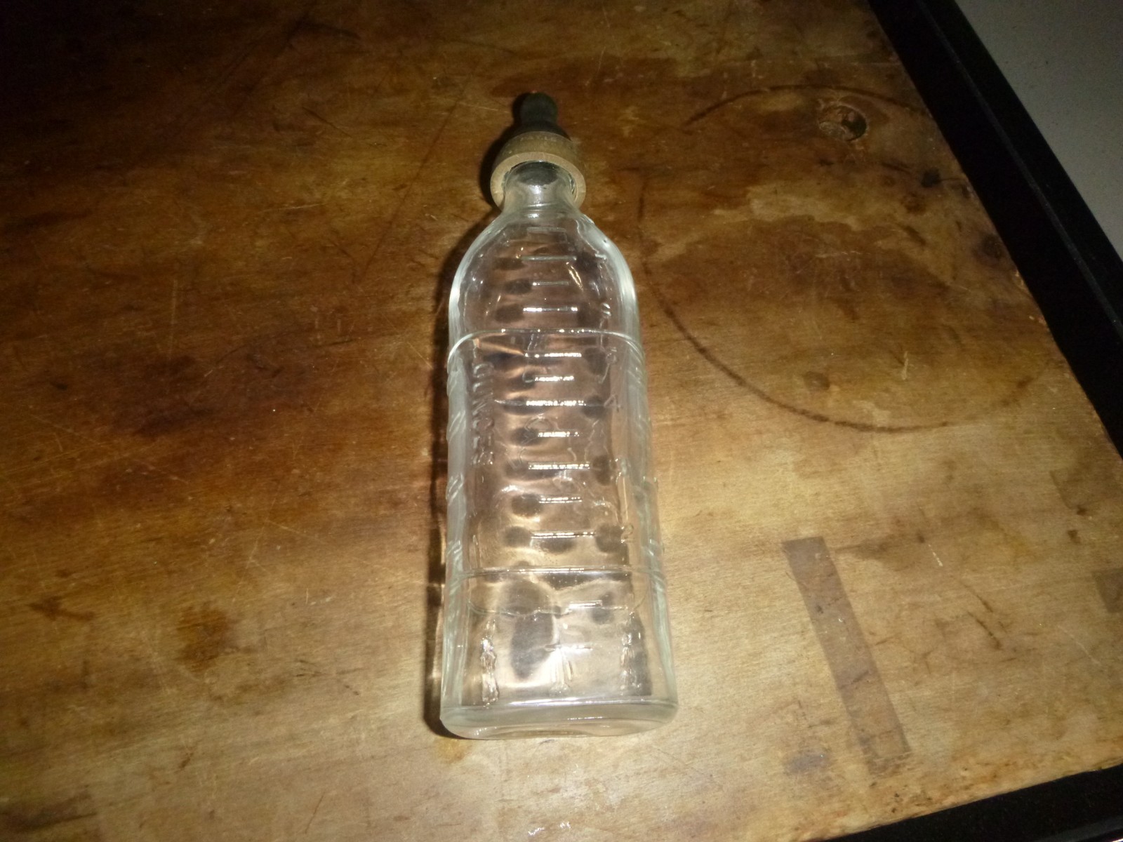 Vintage Glass Baby Bottle Embossed Bunny Rabbits  8oz