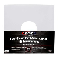 BCW 12-Inch Record Paper Inner Sleeve-Cut Corners - White