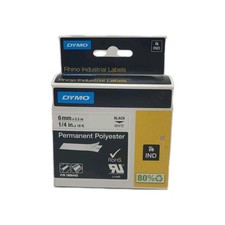 Dymo 1805442 White Permanent Polyester Labels, 1/4" x 18 ft. Label Cartridge