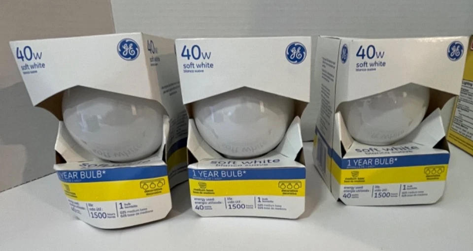 GE 40W SoftWhite Globe Bulb 1 Year Rating Dimmable Bathroom Vanities 3 Bulbs - Image 3 of 4