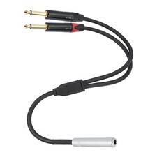 6.35mm Female Plug Stereo to 2x6.35mm Male Plug Connector Speaker Cable