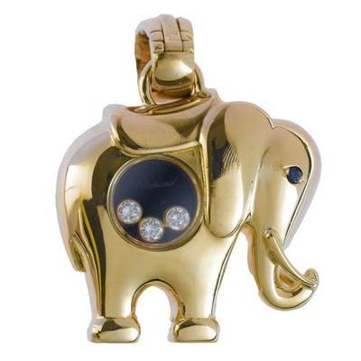 Chopard Happy Diamonds Vintage Elephant Anhänger und Kette in 18 Kt. GG L: 42 cm