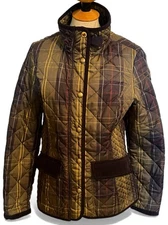 Joules UK English Womens Quilted Plaid Showerproof Field Coat US Sz 6 -UK Sz 10