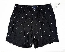 Mens Nautica Sail Boat Print Black Boxer Shorts Briefs, Large - FREE SHIPPING