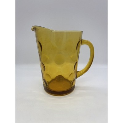Vintage Hazel Atlas Eldorado Coin Dot Amber Gold Glass Pitcher 64oz