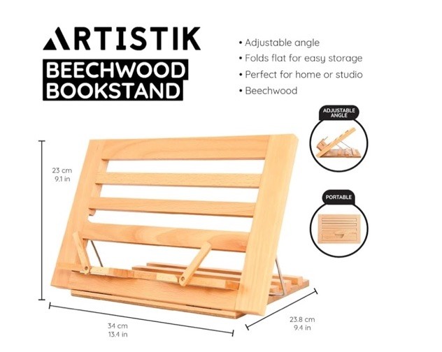 Premium Beechwood Wooden Table Easel and Cookbook Recipe Bookstand - Portable...
