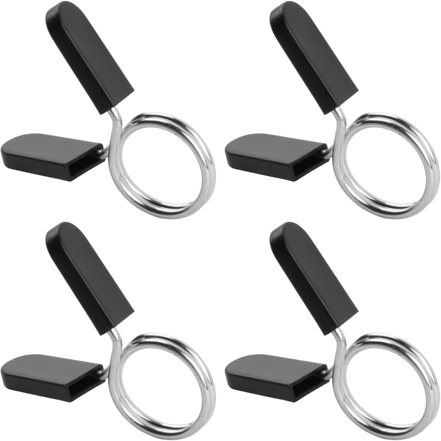 4 Pcs Spring Weight Clips for Olympic & Dumbbell Bars - 25mm/1"" Barbell Clamps