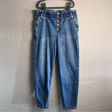 Abercrombie Kids Girls Blue High Rise Mini Mom Jeans Denim Stretch Size 11/12