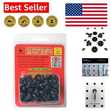 Removable  Reusable Black Pegboard Peg Locks - 50 Count for 1/4 Inch Holes