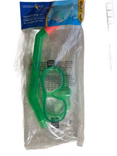 Kids Mask Snorkel Set, Ages 6 , Lime Green w/BRIGHT ORANGE TOP, EASILY SEEN 16z