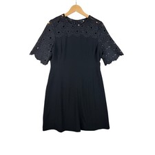 Ann Taylor Lace Shoulder Mini Dress size 10 Black