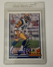Todd Lyght Auto Rookie Card Rams Signed NFL CB Vintage Football. rookie card picture