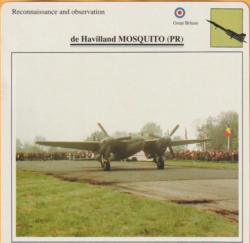 DE HAVILLAND MOSQUITO PR GREAT BRITAIN ATLAS AIRCRAFT CARD 147MM X 148MM