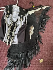 Tough-1 Premium Leather Chinks with Basketweave Filigree