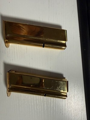 Two NEW 24k Gold OEM Desert Eagle 7rd Magazines 429de / .50AE Mirror Polished