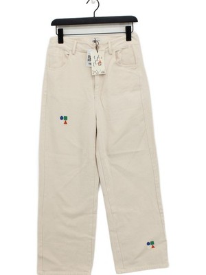 Bobo Choses Damen Hose M Creme Geometrisch 100% Baumwolle Weites Bein Chino