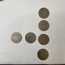 6 Coin Lot - 2 Cents 1864 1865 (3) 1866 1868 Two Cent Piece Circulated