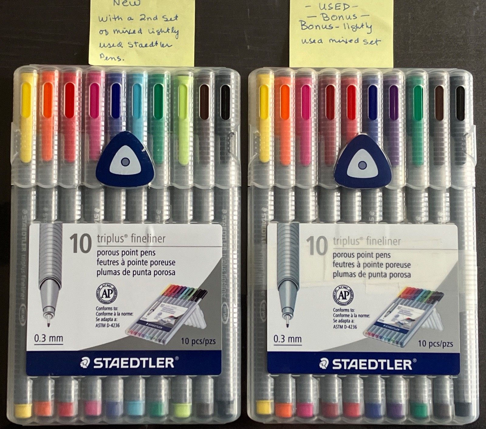 STAEDTLER, SET OF 10 TRIPLUS FINELINER POROUS POINT PENS. + BONUS!
