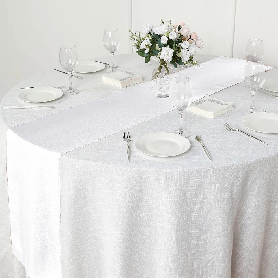 White POLYESTER 12x108" Table RUNNER Wedding Party Kitchen Linens Dinner SALE - Image 3 of 4
