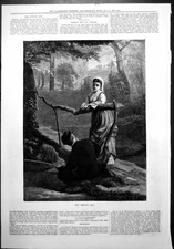 Old Gentle Art Man Fishing Woodland Pool Rod Lady Chatting Pole Fence