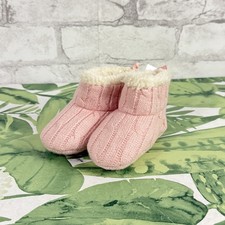 GAP Kid's Baby Pink Quilted Cozy Sherpa-Lined Pull Tab Booties sz 3