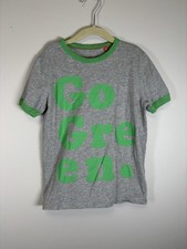 Mini Boden Boys Size 7/8 Go Green Tee Shirt Has Minor Flaw On Collar