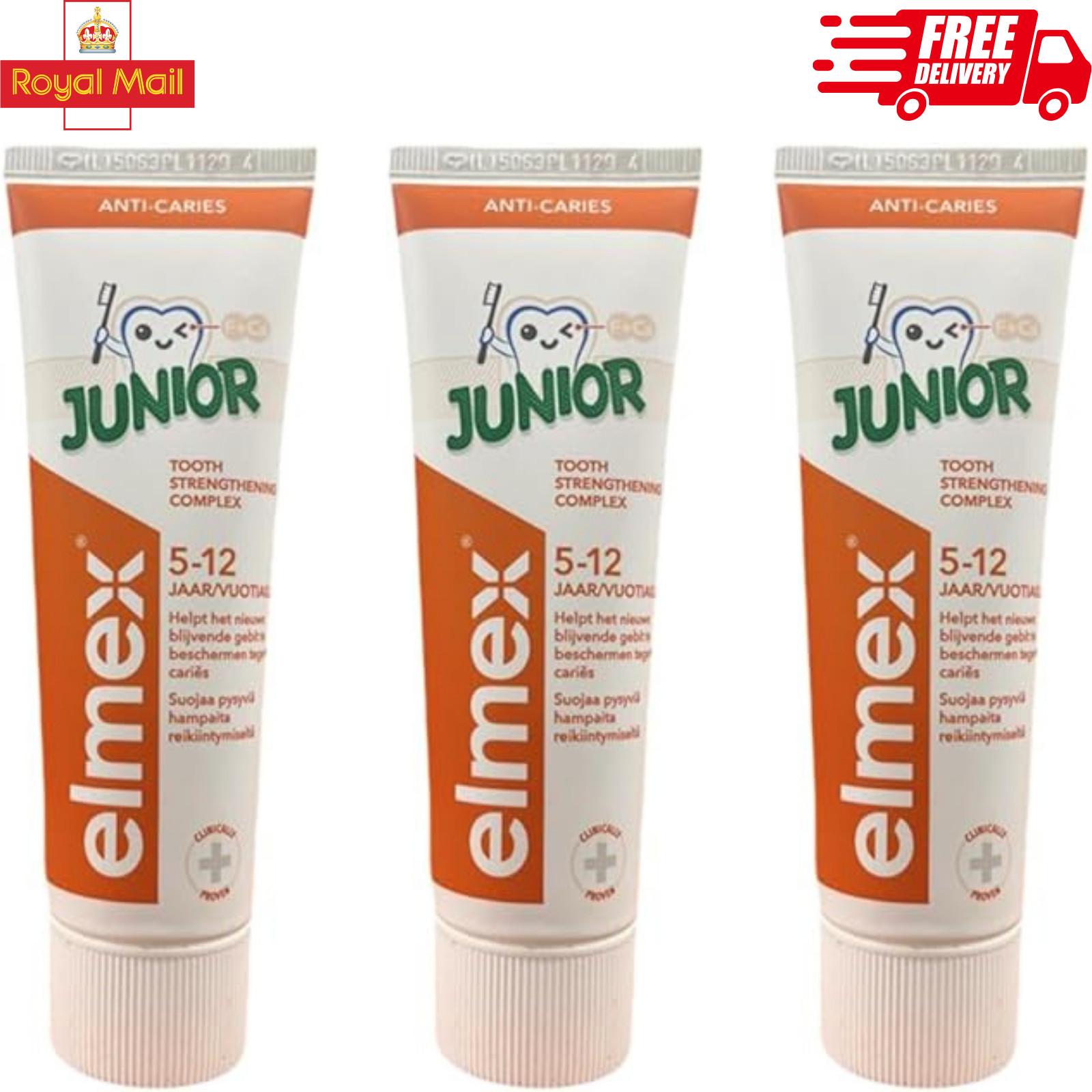 Elmex Junior Anti-Caries Toothpaste for 5-12 Years Old Children/Kids 3 x 75ml