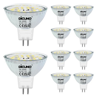 DiCUNO MR16 LED Bulbs 50W Halogen 10 Count (Pack of 1), Daylight White 6000k 