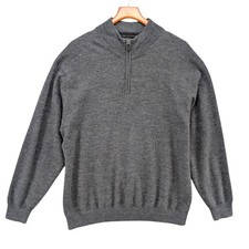 Jos A Bank Classic Collection Sweater Mens Dark Grey 100 Wool 1/4 Zip Size 2XL