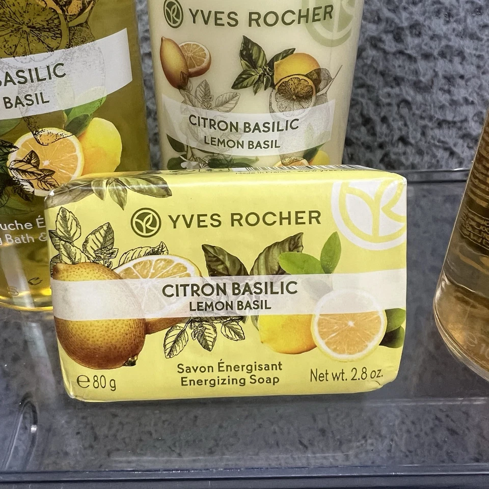 NEW Lot Of 5 Yves Rocher Bath Set Lemon Basil Bath/Shower Gel Lotion Bar Soap - Image 4 of 4
