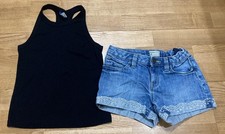 Girl's Old Navy Gap Outfit Sz 8 - Black Tank w/Jean Shorts EUC