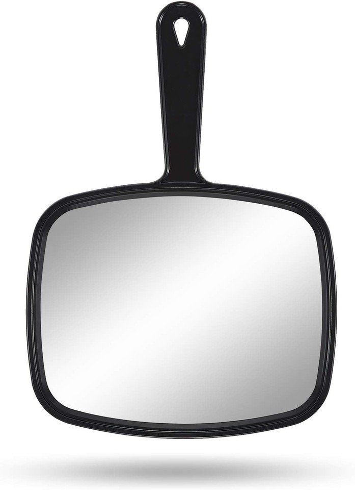 Hand Mirror 10.3" Lx7.4" W Salon Barber Hairdressing Handheld Mirror with Handle