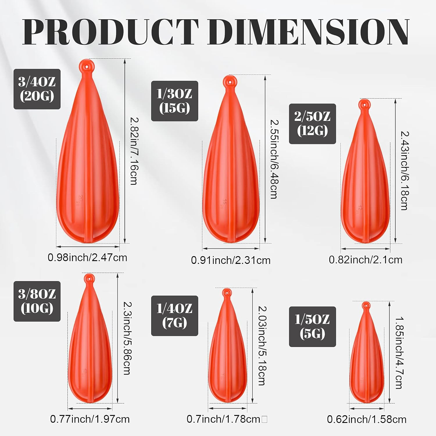 6 Pieces Fishing Practice Plugs 6 Mixed Sizes Orange Bait Casting Practice Plug - Image 2