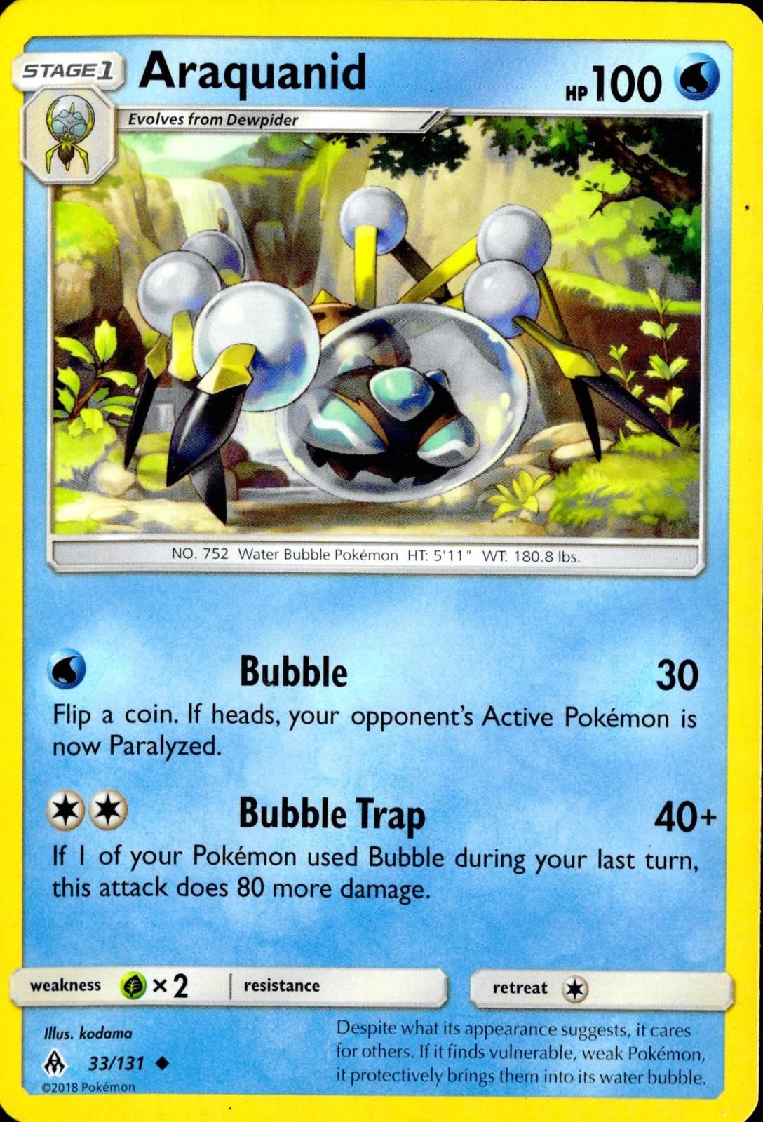 ARAQUANID 33/131 UNCOMMON FORBIDDEN LIGHT POKEMON NM
