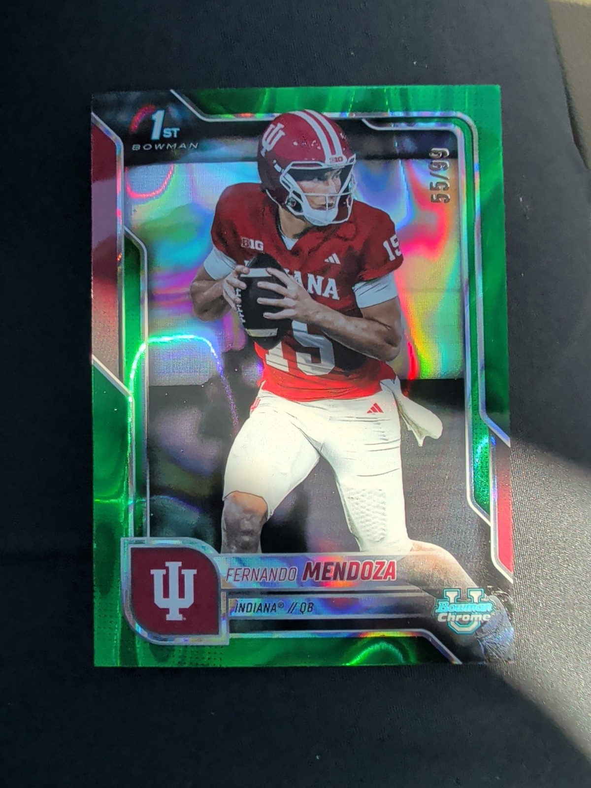 Fernando Mendoza 2025 Bowman U Chrome Green Lava Refractor /99 1st Bowman RC