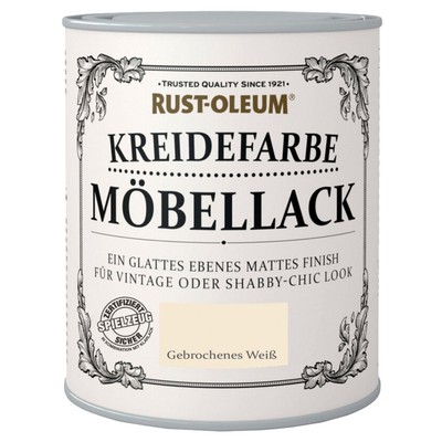 Rust Oleum Kreidefarbe Möbellack 750ml Gebrochenes Weiß Kreidig-Matt Möbelfarbe 
