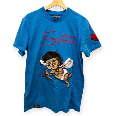 Emotions Love Conquers All Bright Blue Tshirt Size XL Cherub Graphic Print