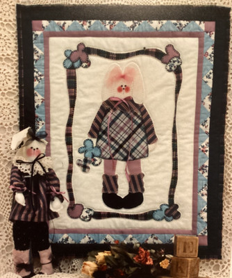 PATTERN Primitive Bunny Rabbit Doll & Bunny Rabbit Wall Quilt NEW Fiber Mosaics