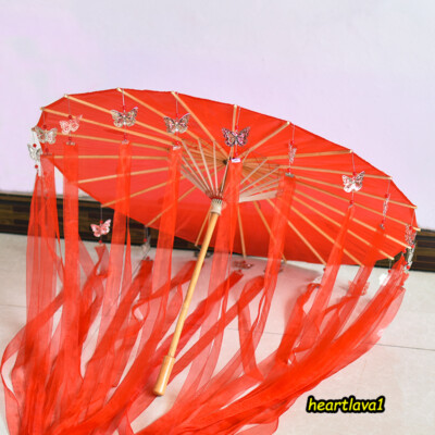 Tian Guan Ci Fu 天官赐福TGCF Hua cheng 花城 Red Butterfly Tassel Umbrella Cosplay Prop