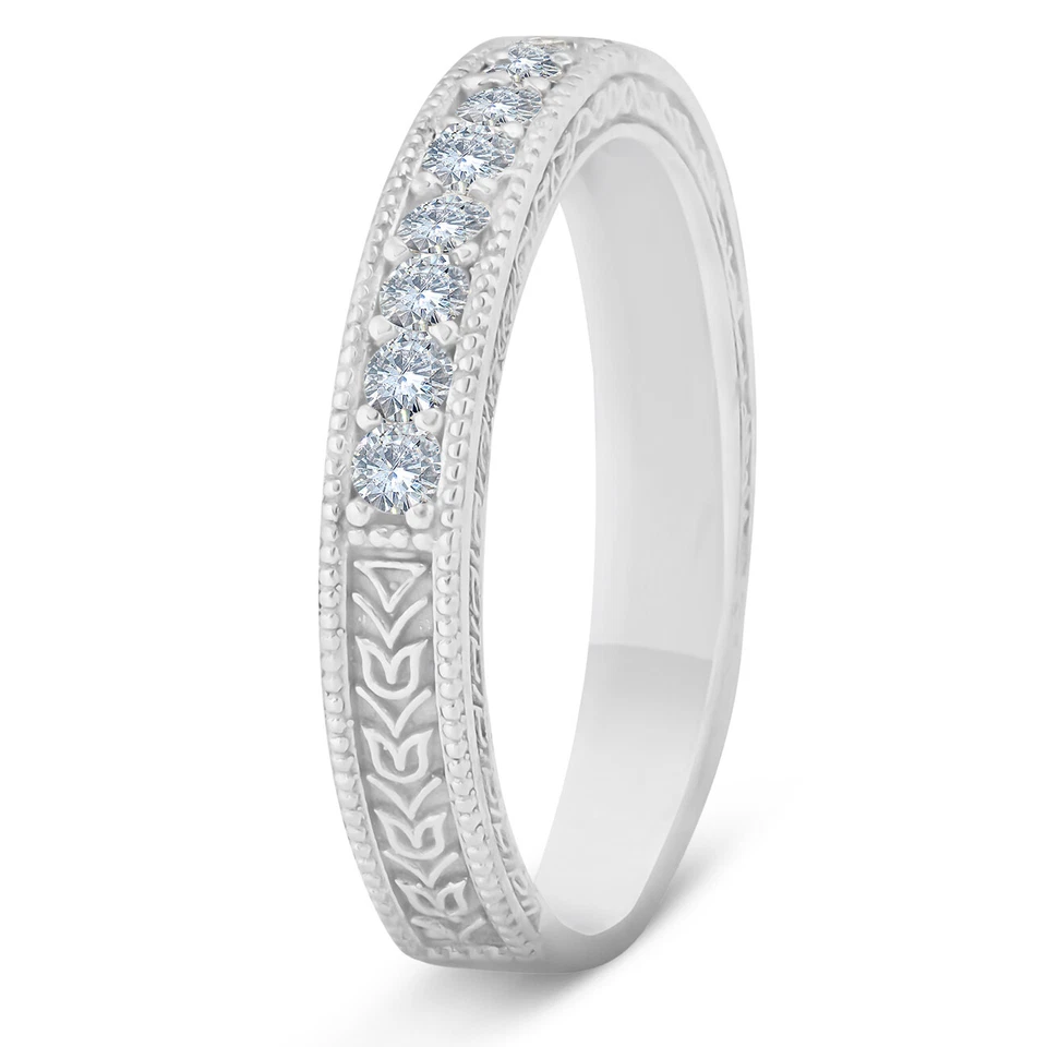 1/2ct   Diamond Wedding Ring 14K White Gold Womens Stackable Band - Image 3 of 4