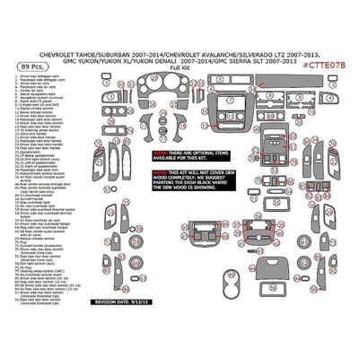 For Chevy Silverado 3500 HD 07-13 Real Platinum Burl Wood Full Dash Kit 89 Pcs