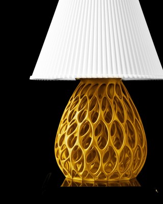 Mila   Designer-Tischlampe im Blumenvasen-Look, 32,5 × 22 cm | Weißer Schirm