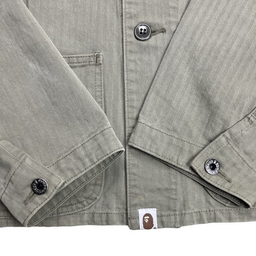 Bape A BATHING APE Military Jacket Shirt Size Large Rare Japan Streetwear - Picture 4 of 12