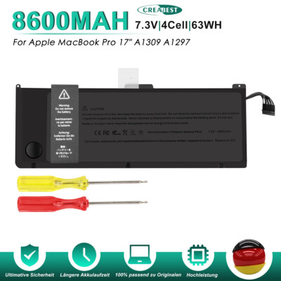 8600mAh A1309 A1297 Akku Für Apple MacBook Pro 17 Early 2009 Mid 2010 020-6313-C